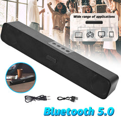 Bluetooth 5.0 Wireless TV Soundbar Speaker 3D Sound Bar Home Subwoofer Black