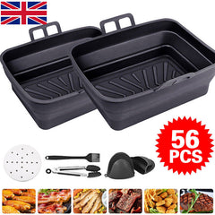 AF400UK Liners Dual Air Fryer Silicone Accessories Reusable 2PCS Non Stick