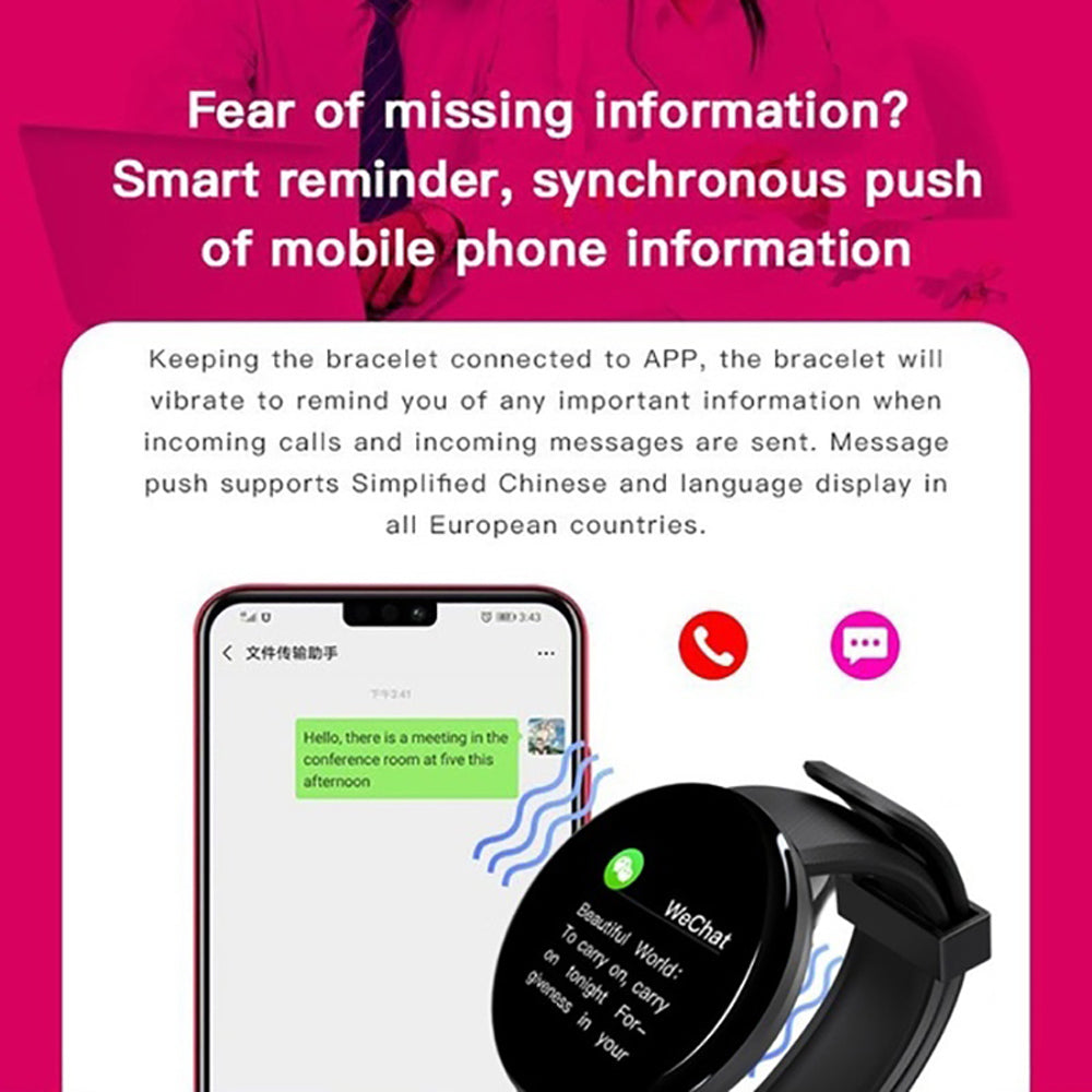 D18 Bluetooth Smart Watch, Men Women Blood Pressure Heart Rate Monitor Smart Watch, Pedometer Sport Tracker Smart Band For Android IOS