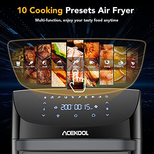 Air Fryer Oven Digital Acekool FT1 18L Large Oil Free Touch Screen 1800W Mini Oven With Rotisserie Dishwasher Safe Rapid Air Circulation Bpa Free Accessories (18L)