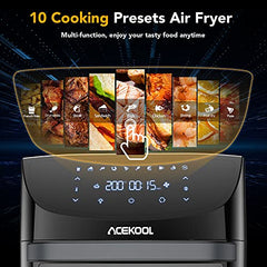 Air Fryer Oven Digital Acekool FT1 18L Large Oil Free Touch Screen 1800W Mini Oven With Rotisserie Dishwasher Safe Rapid Air Circulation Bpa Free Accessories (18L)